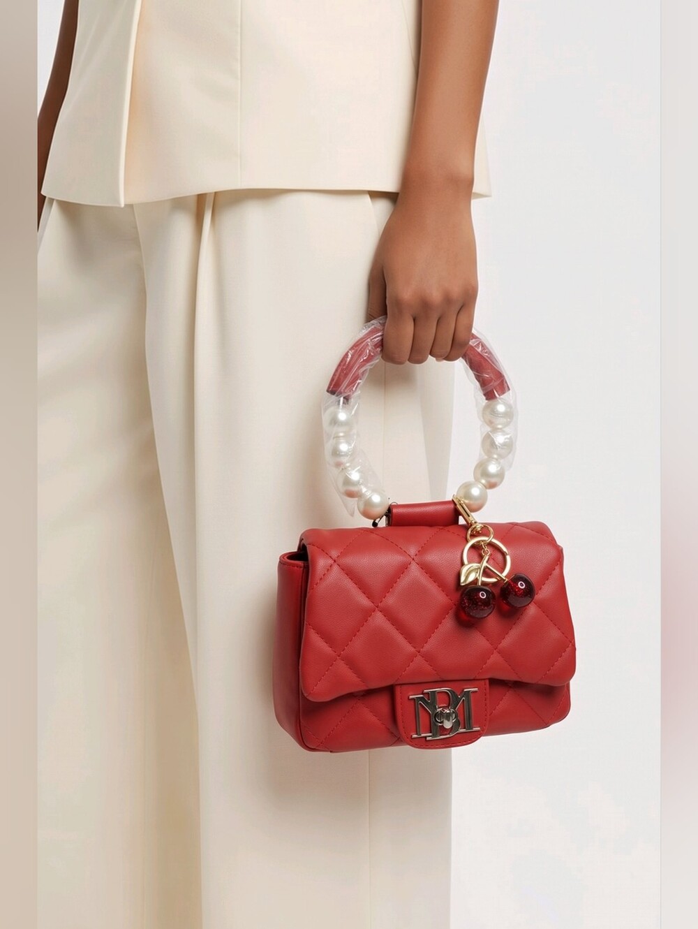 Badgley Mischka Small Red Quilted Crossbody Bag NWT